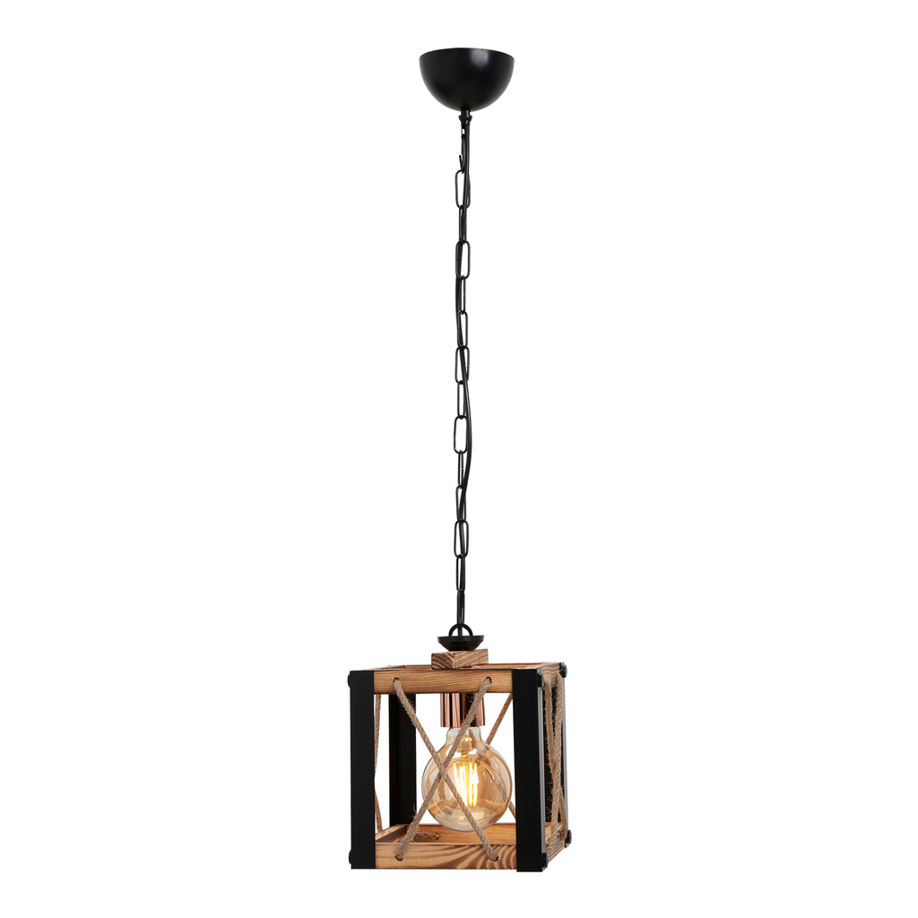 Závěsné svítidlo dřevěná kostka FARAH 20 cm