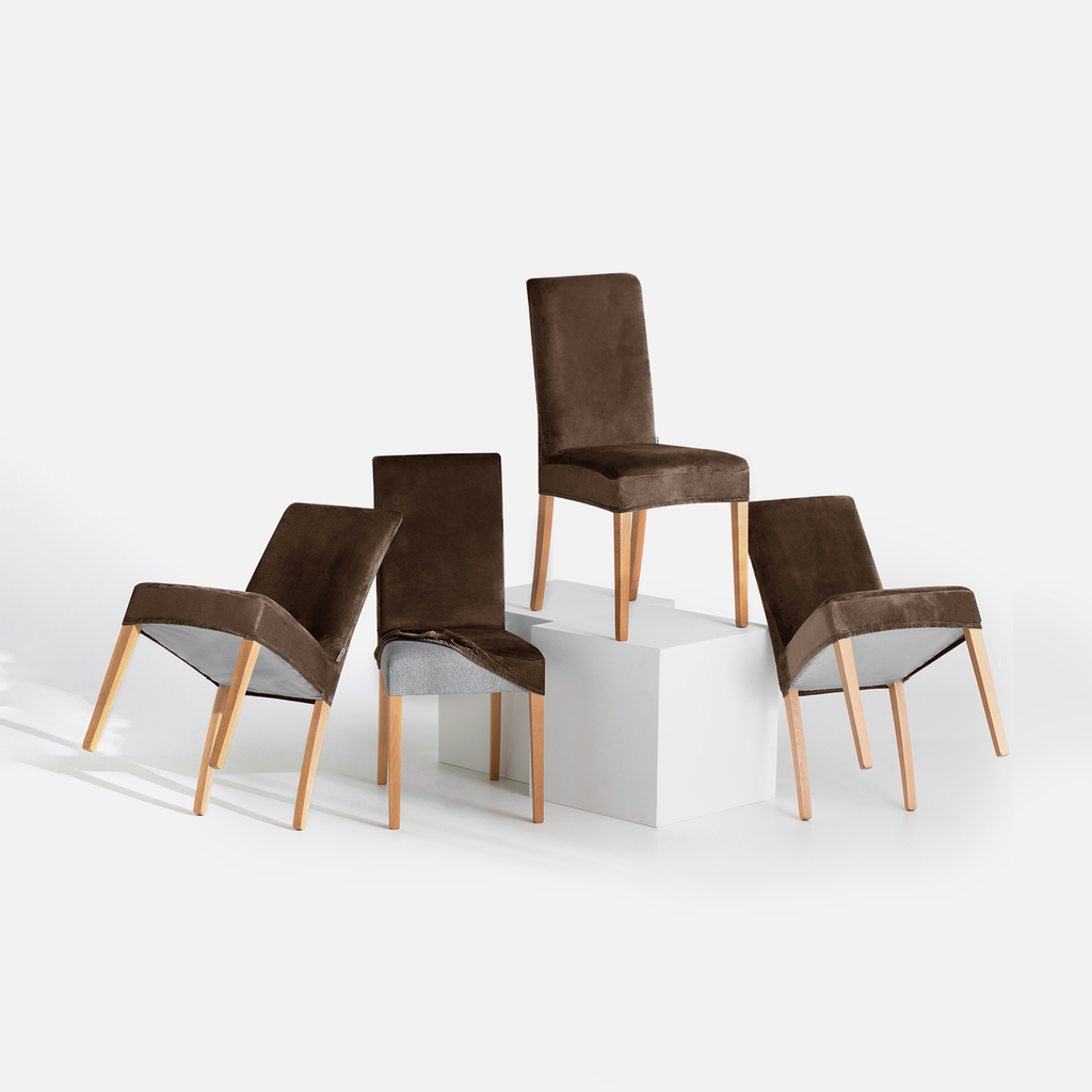 Potah na židli hnědý SENTO 48x48x58 4 ks