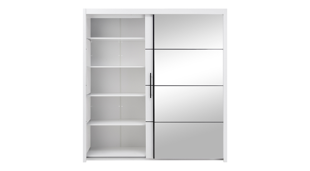 Skříň s posuvnými dveřmi se zrcadlem bílá INOVA 200 cm