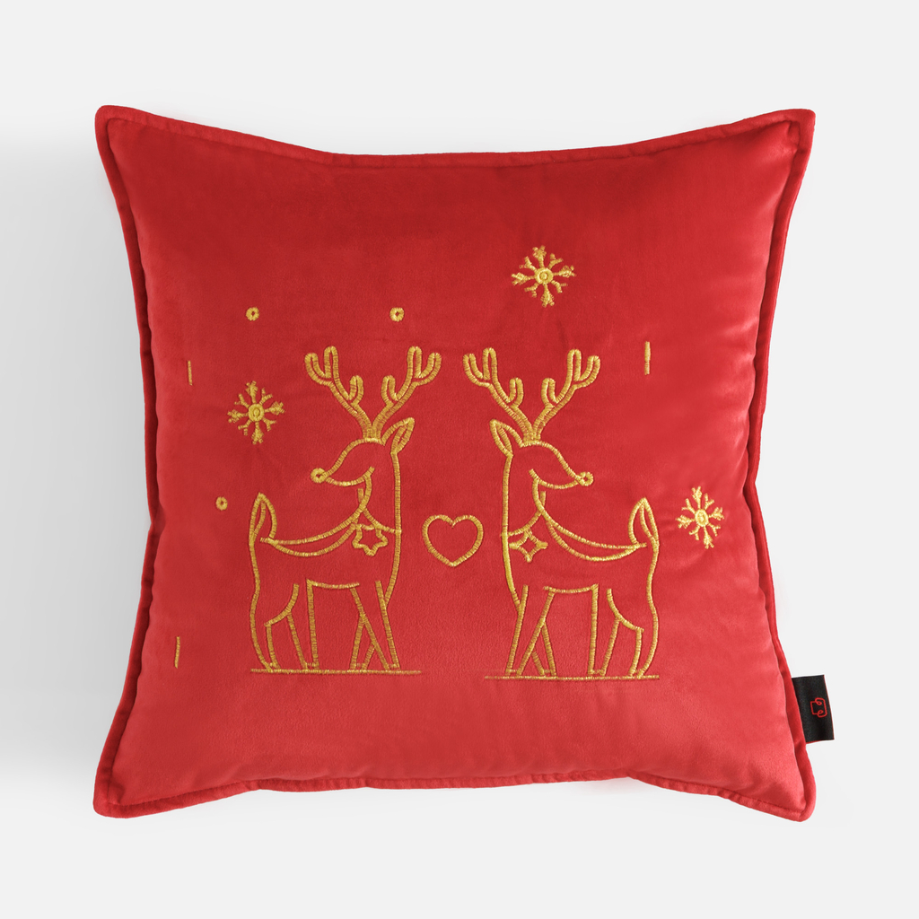 Povlak na polštář s soby červený TWINKLE 45x45 cm