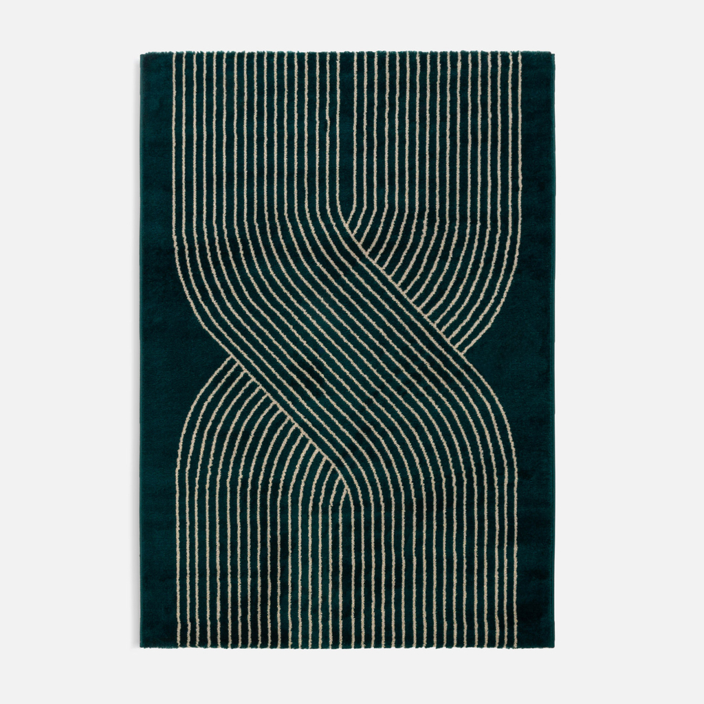 Geometrický zeleno-zlatý koberec CANNES 160x230 cm