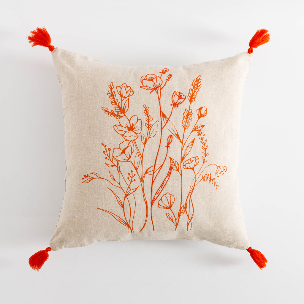 Povlak na polštář se střapci oranžový FLORIA 45x45 cm