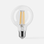 LED žárovka teplá barva ORO-CLARO-E27-G80-8W-WW