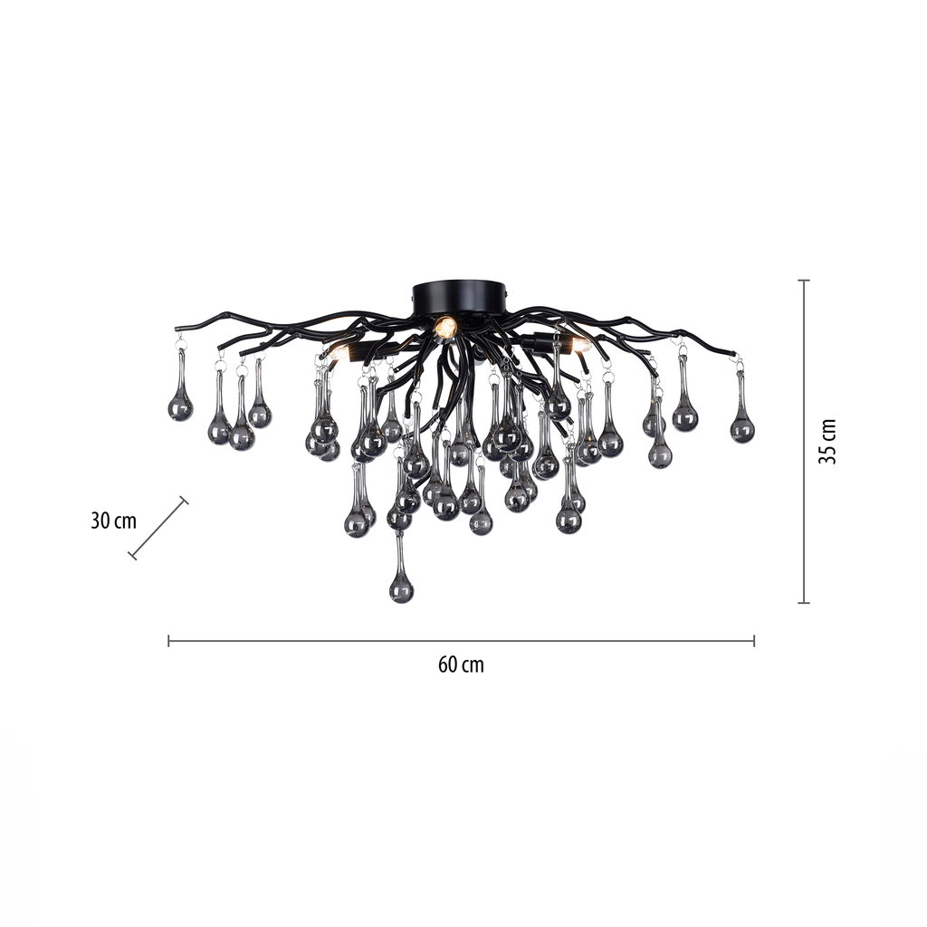 Stropní svítidlo černé ICICLE průměr 60 cm