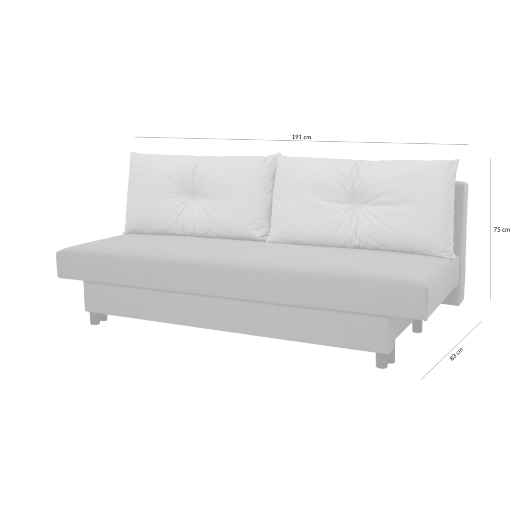 Sofa rozkładana 3-osobowa szara OLMO