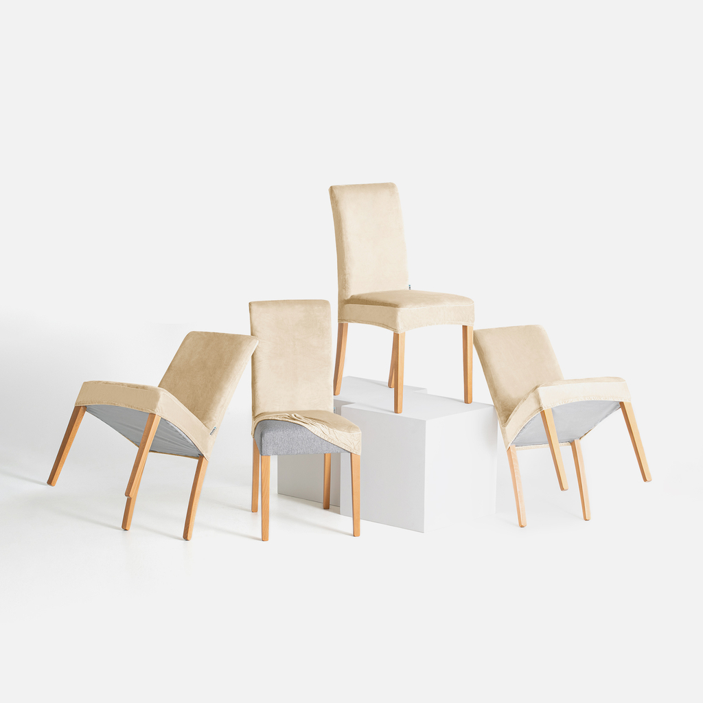 Potah na židli světle béžový SENTO 48x48x58 6 ks