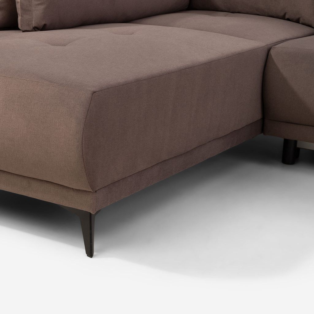 Rohová rozkládací sedačka hnědá LORENTO levá