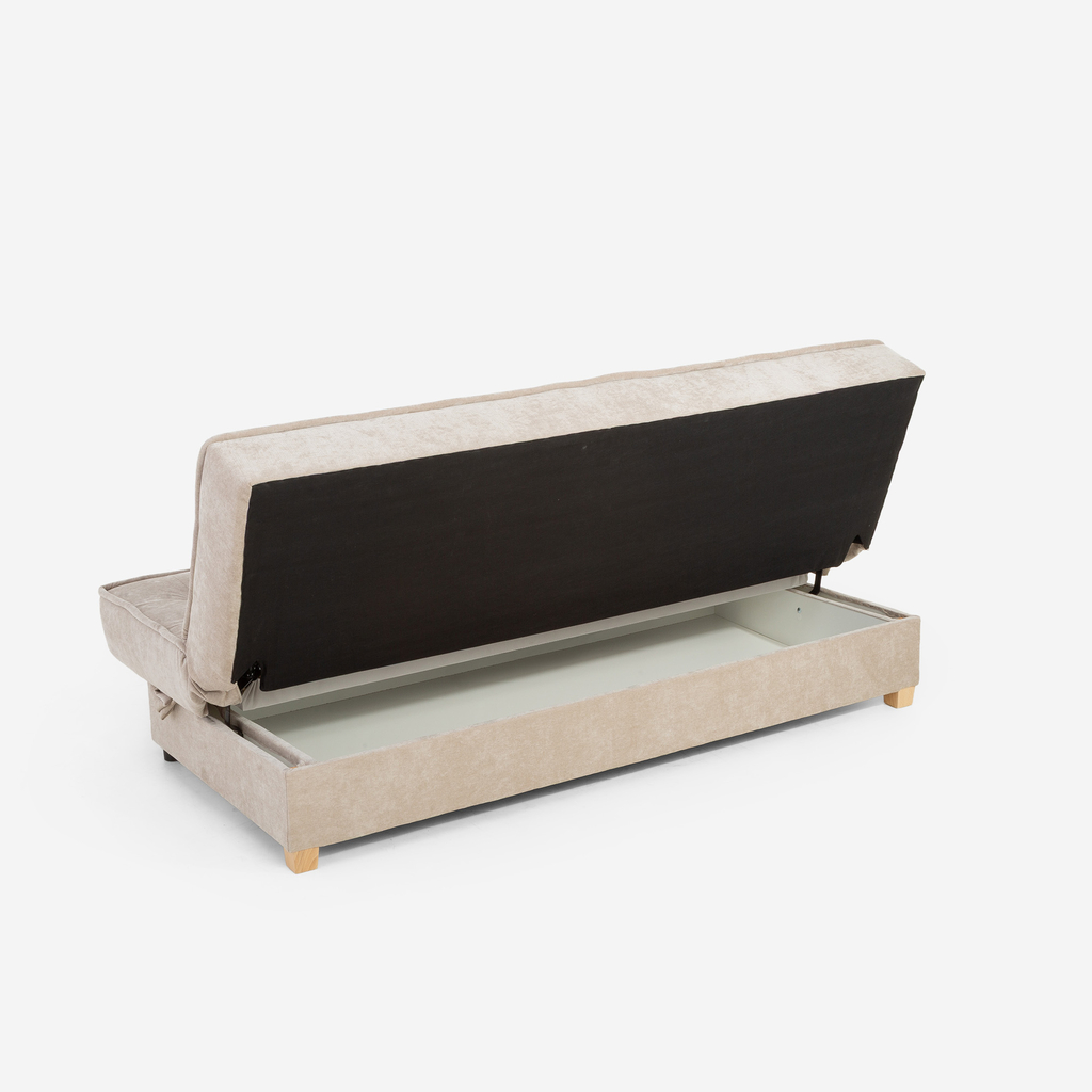 Béžová prošívaná rozkládací pohovka MIKO