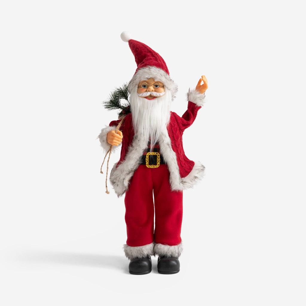Červená figurka s bílým lemováním SANTA CLAUS 75 cm