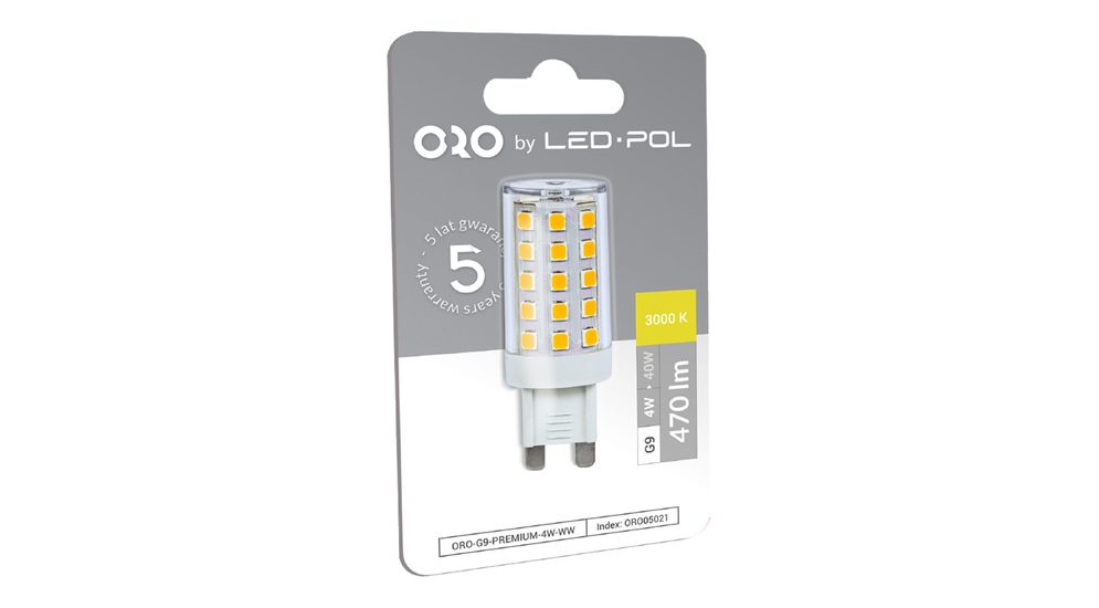 LED žárovka G9 4 W teplá barva ORO-G9-PREMIUM-4 W-WW