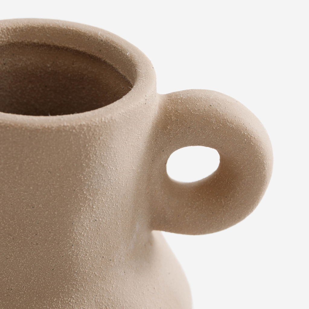 Keramická béžová váza s uchy 22 cm