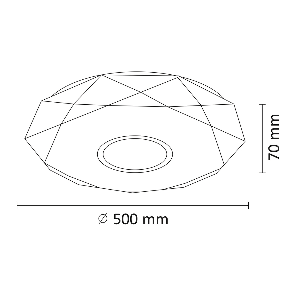 Plafon bílý LED 68W DIAMOND 50 cm s dálkovým ovládáním