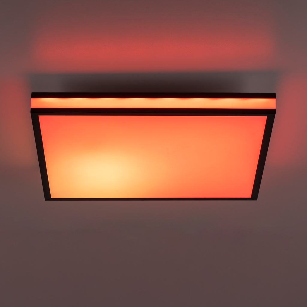 Černé LED RGB stropní svítidlo s dálkovým ovládáním MARIO 46,5x46,5 cm