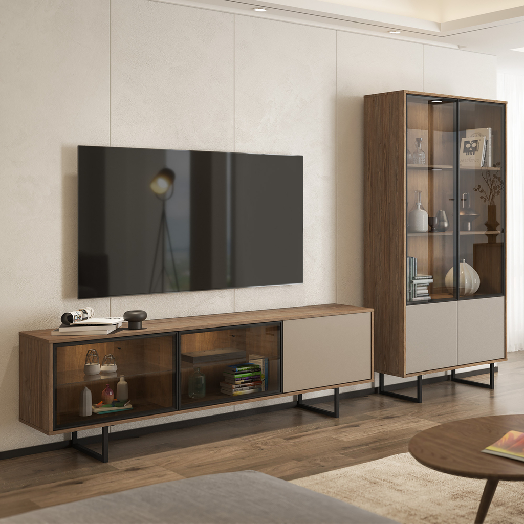 TV stolek s vitrínou SIENNA