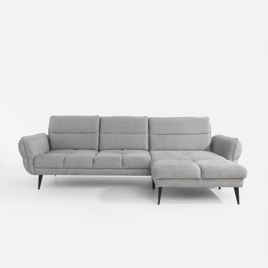 Rohová sedačka s nastavením hloubky sedáku šedá CAMPINA MINI pravá