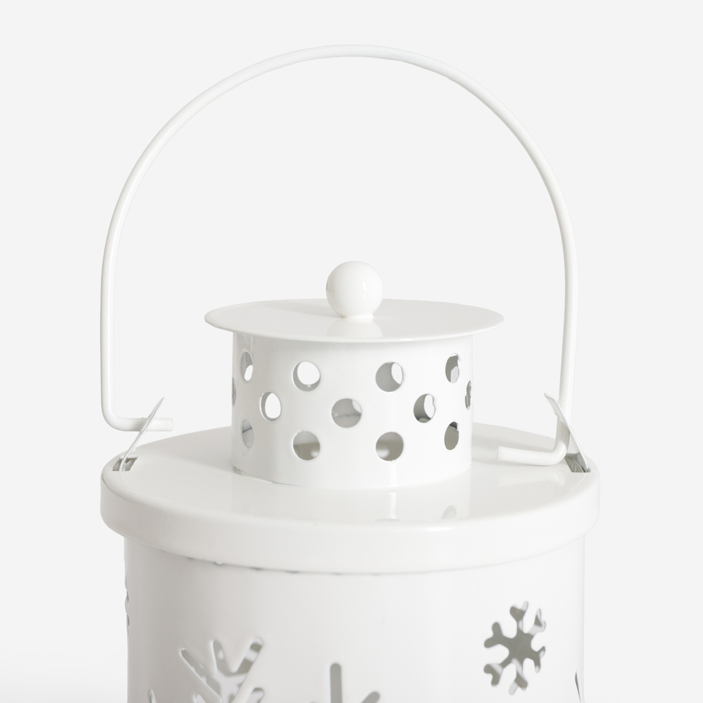 Dekorace bílá LED lucerna se sněhovými vločkami