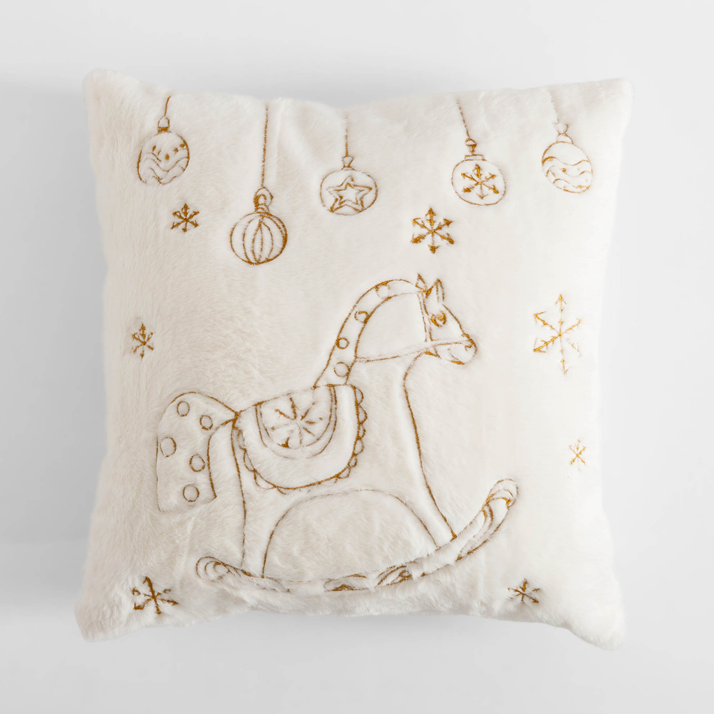 Povlak na polštář s houpacím koníkem LUCA bílý 45x45 cm