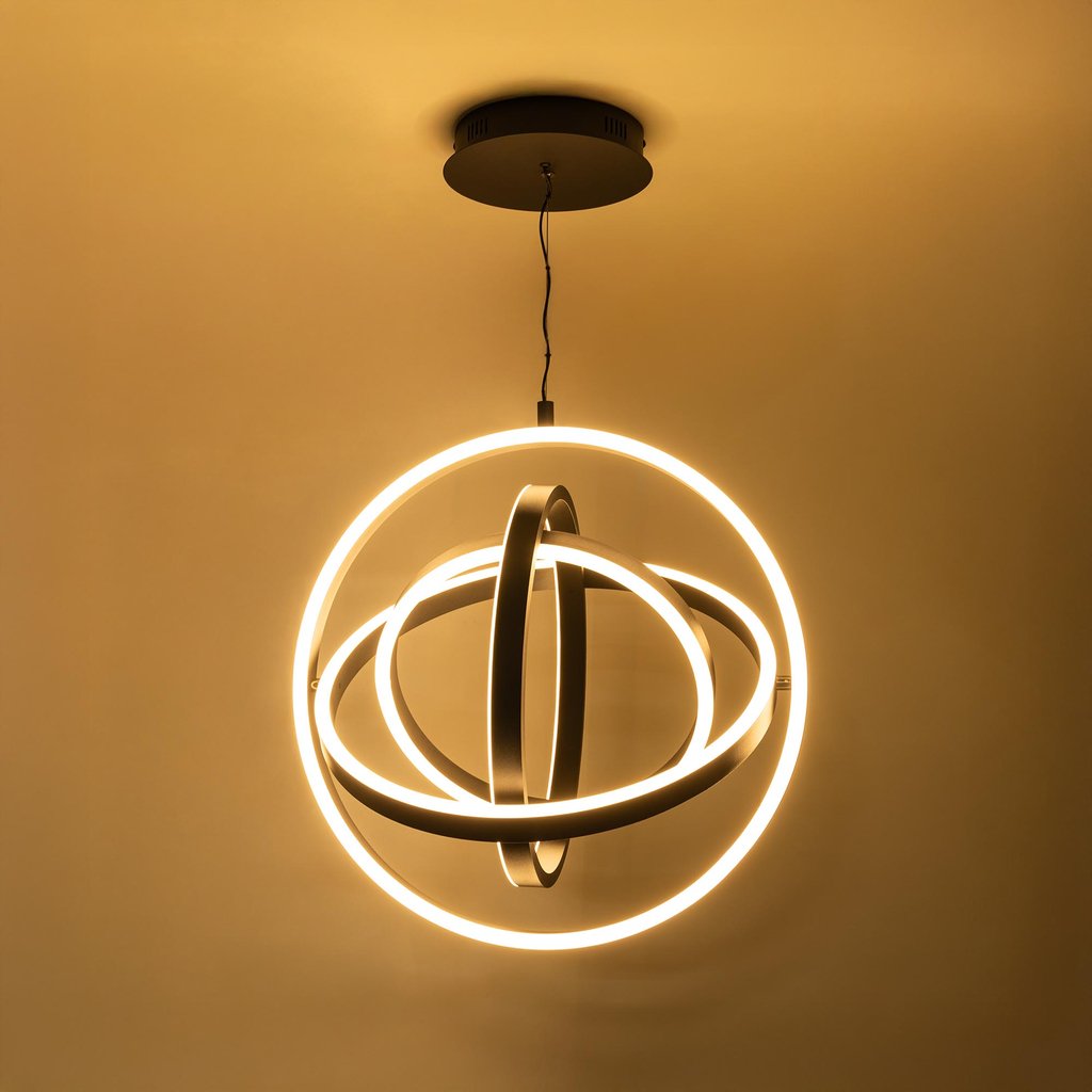 Černé LED závěsné svítidlo kruhové prstence TESS