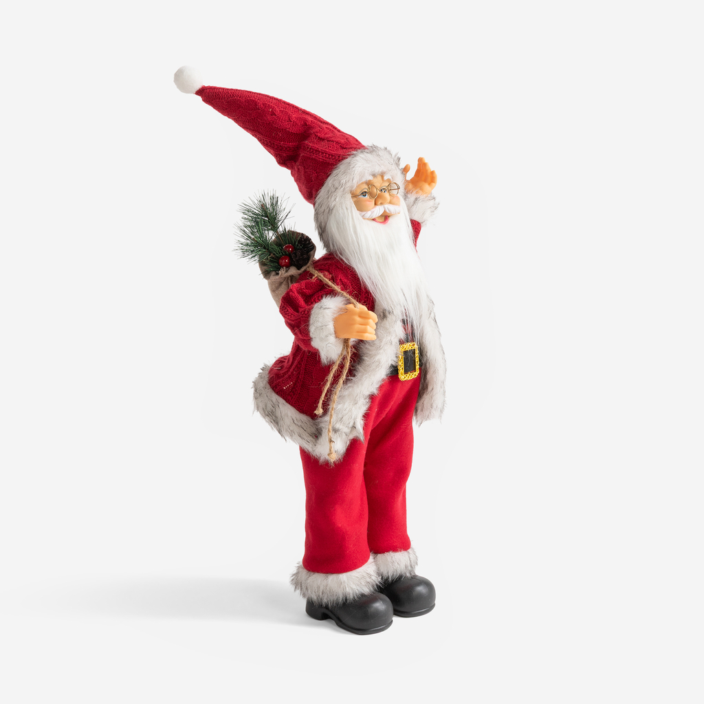 Červená figurka s bílým lemováním SANTA CLAUS 75 cm