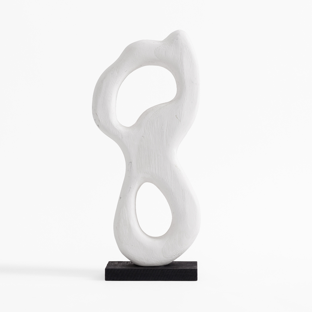 Bílá dřevěná dekorativní figurka 38 cm