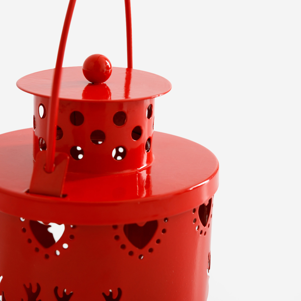 Dekorace lucerna LED červená sobi