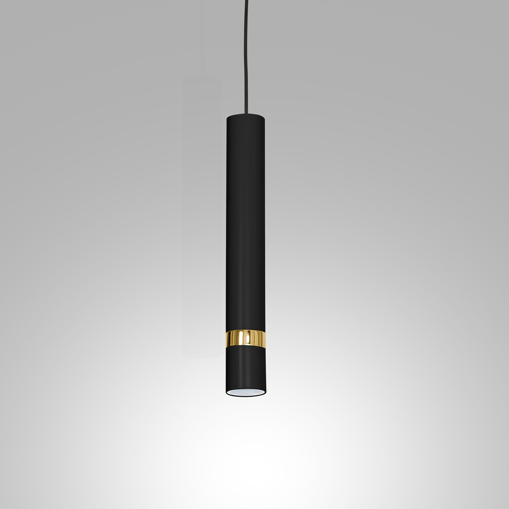 Černo-zlaté závěsné svítidlo tuba ve stylu loft RENO