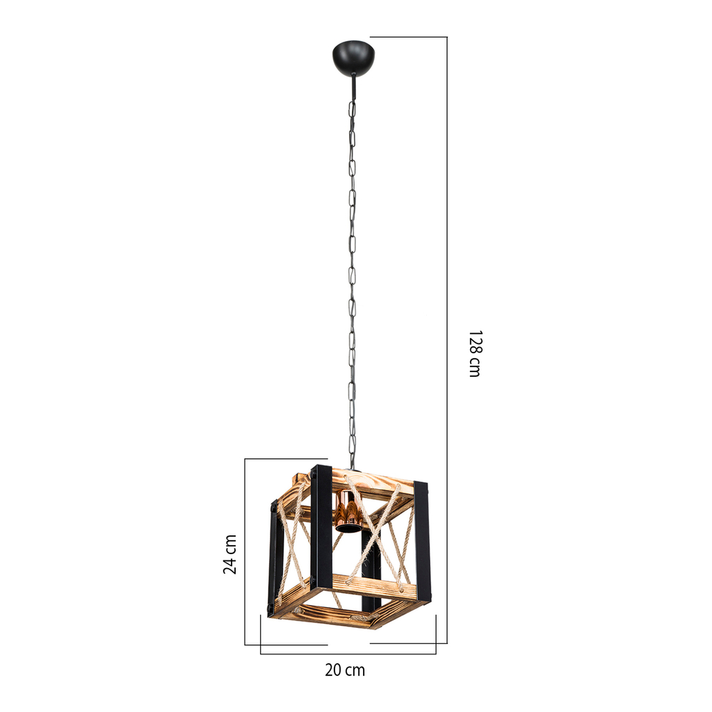Závěsné svítidlo dřevěná kostka FARAH 20 cm