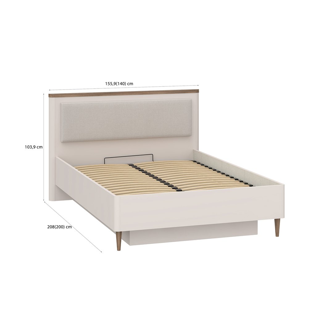 Postel s čalouněným čelem a roštem LACETTI 140x200