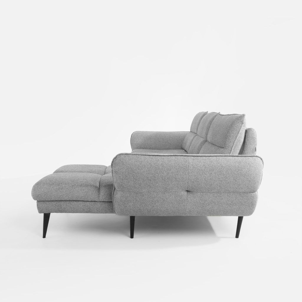 Rohová sedačka s nastavením hloubky sedáku šedá CAMPINA MINI pravá