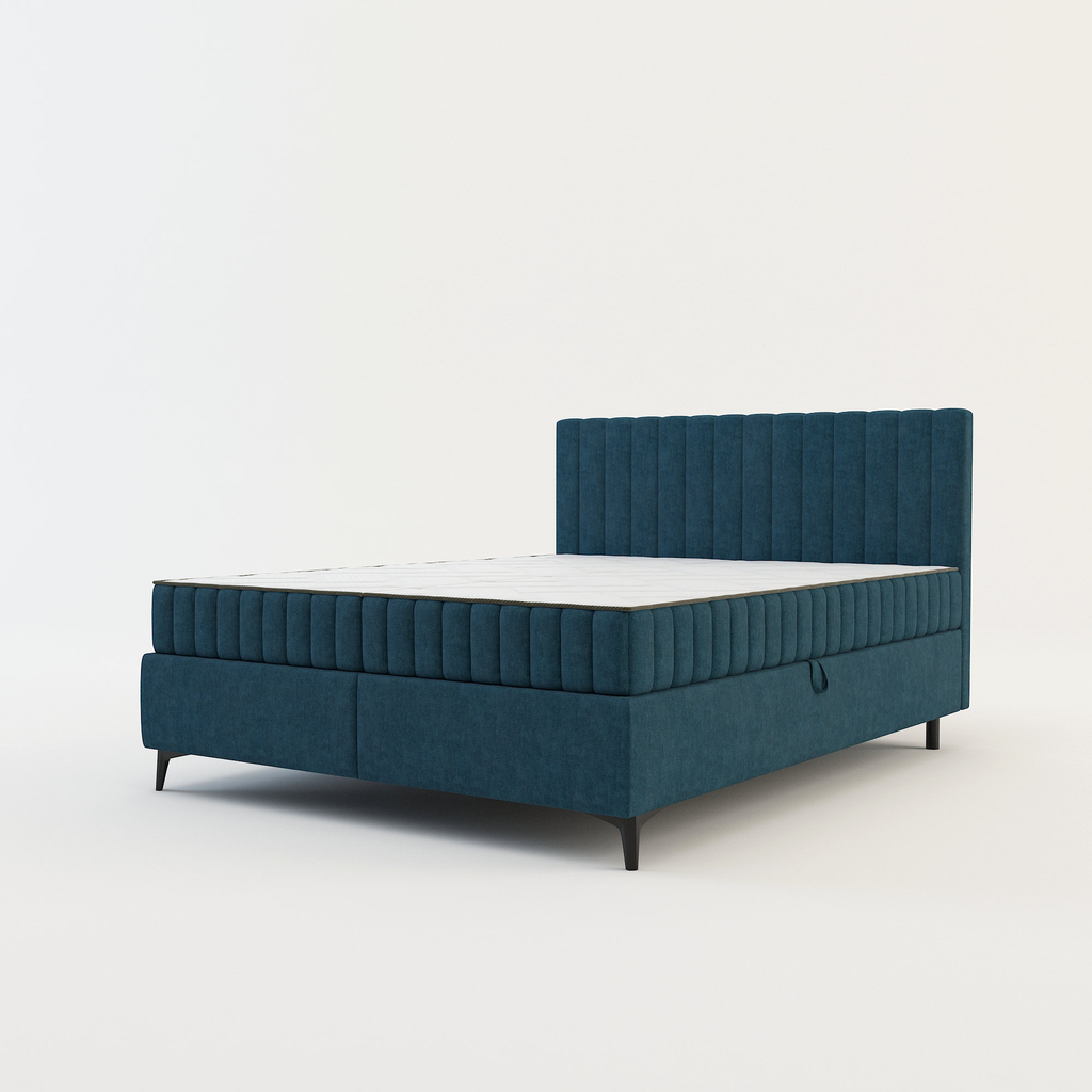 Postel boxspring VERONA 140x200 cm tmavě modrá
