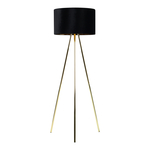 Zlatá stojací lampa s černým stínidlem UMBERTO