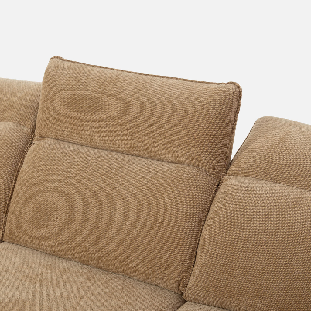 Světle hnědá rohová sedací souprava ve tvaru U GLOW levá