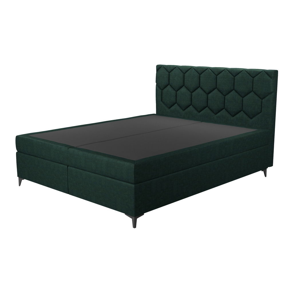 Postel boxspring s úložným prostorem zelená MEGAN PU 180x200 cm