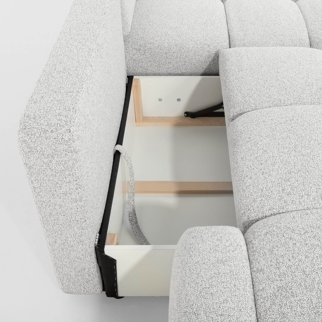 Rozkládací rohová sedačka šedá melírovaná BIANCO O pravá