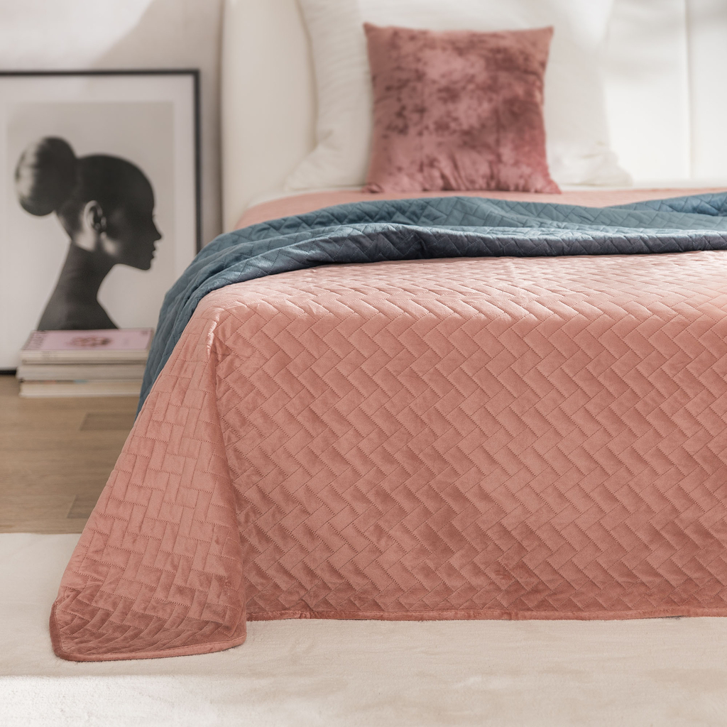 Růžový sametový přehoz VELVET 200 x 220 cm