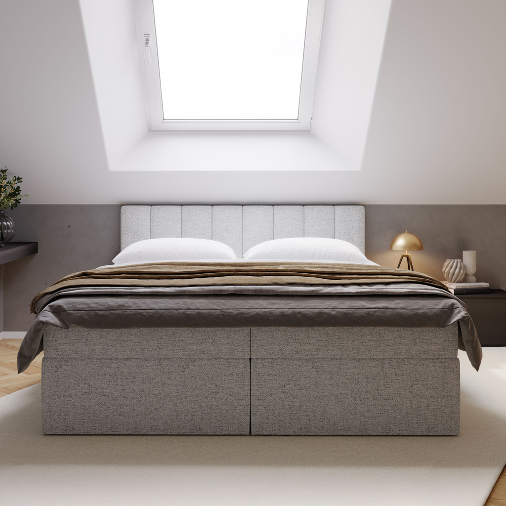 Postel boxspring se 2 úložnými prostory šedá PEDRO SOTTO PU 160x200 cm