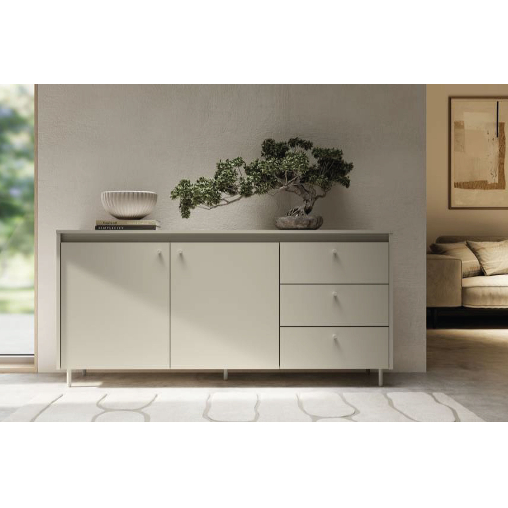 Komoda se 3 zásuvkami na kovových nožičkách TORINO kašmírová