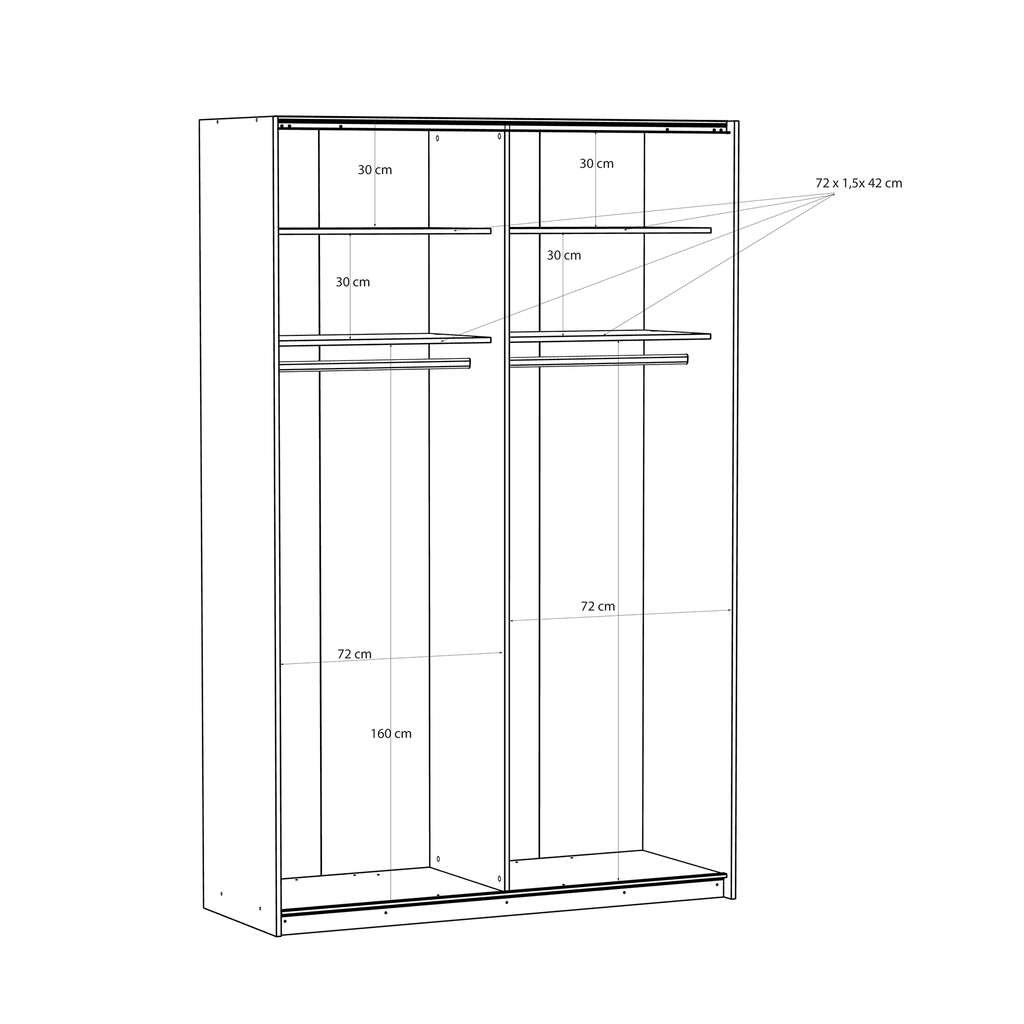 Zrcadlová skříň s posuvnými dveřmi FITIO mat 150 cm