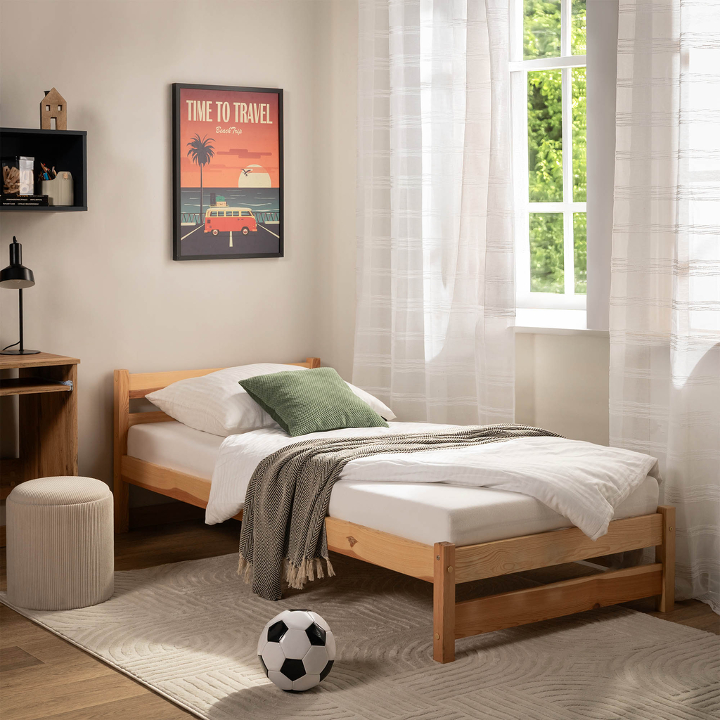 Dřevěná postel s roštem KAROL 90x200 cm