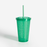 Plastový kelímek s brčkem zelený 500 ml