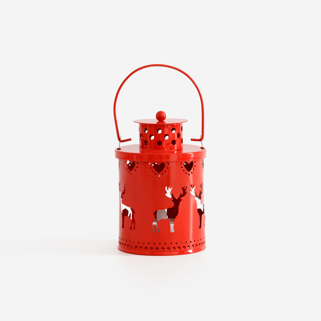 Dekorace lucerna LED červená sobi