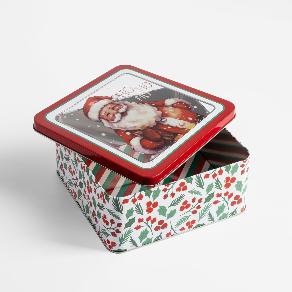 Plechová dóza čtvercová 19x19x8,5 cm MIX