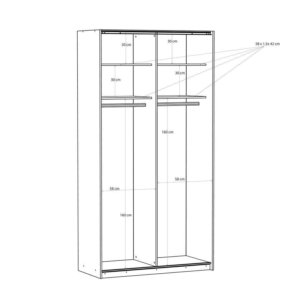 Skříň s posuvnými dveřmi FITIO lesk 120 cm