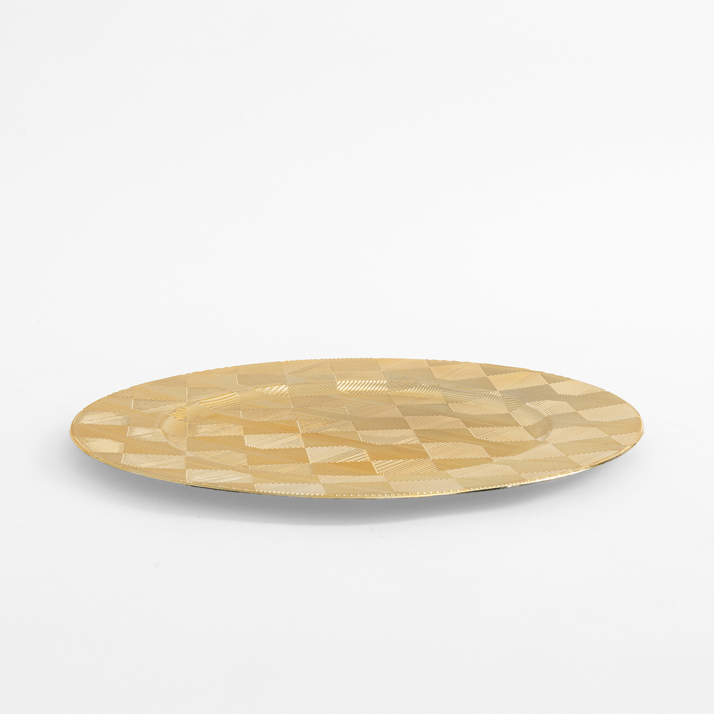 Talerz szachownica podtalerz złoty 33 cm