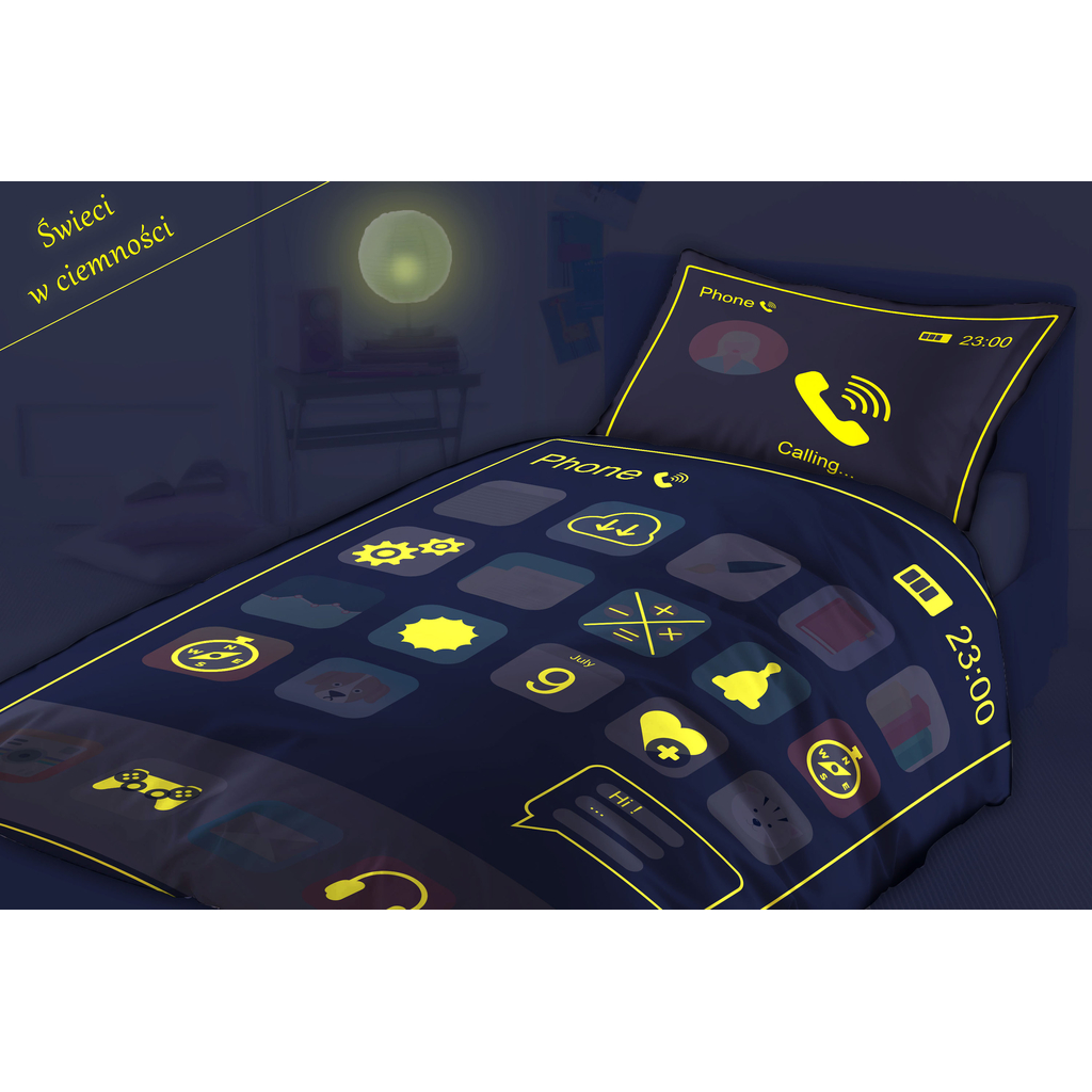 Ložní povlečení svítící ve tmě SMARTPHONE FLUO 160x200 cm
