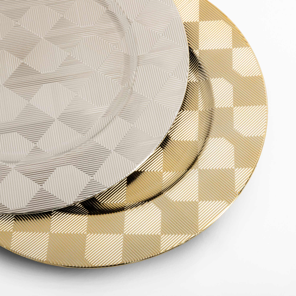 Talerz szachownica podtalerz złoty 33 cm