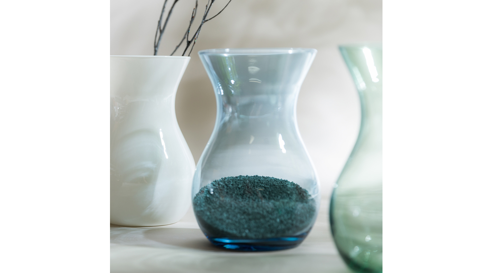 Průhledná modrá váza ASTA 18 cm