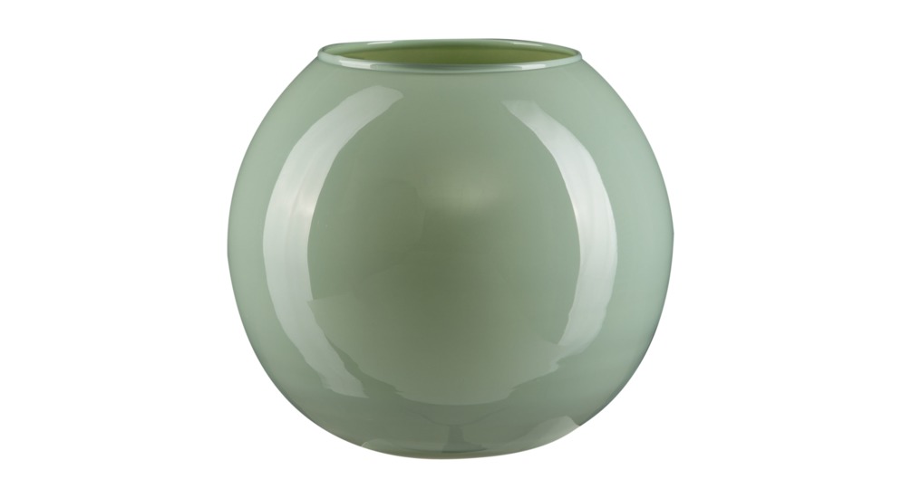 Světle zelená kulatá váza 17 cm