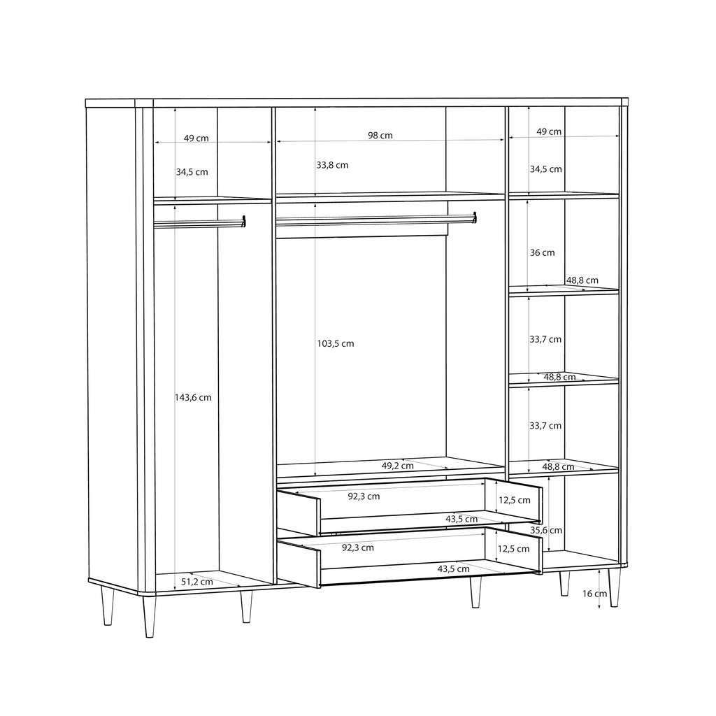 Šatní skříň 4-dveřová se zrcadly LACETTI