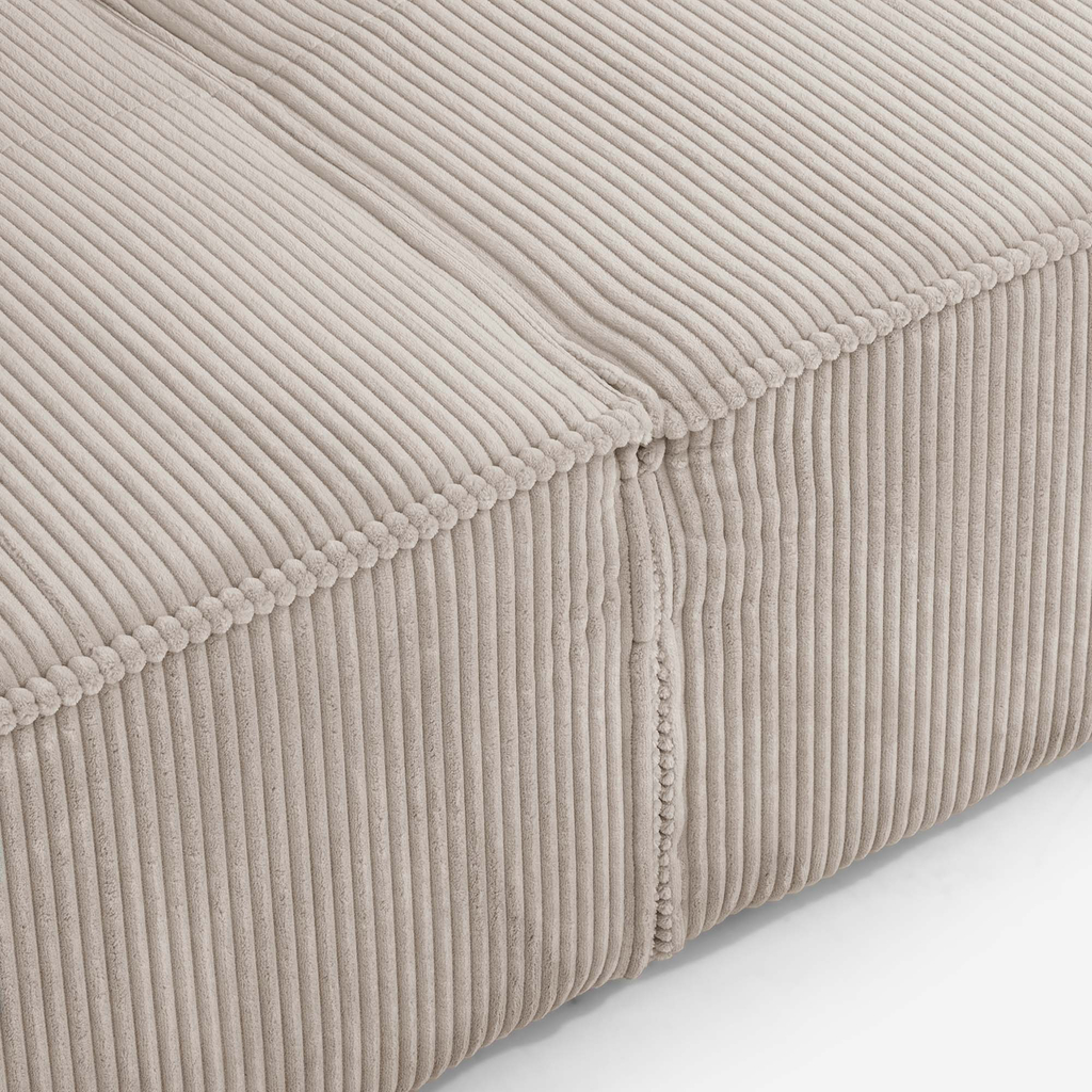 Manšestrová dvoumístná rozkládací pohovka béžová LUSO pravá